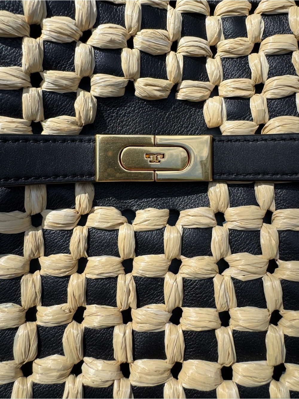 Tory Burch Lee Radziwill Raffia Punch Double Bag - Picture 11 of 15